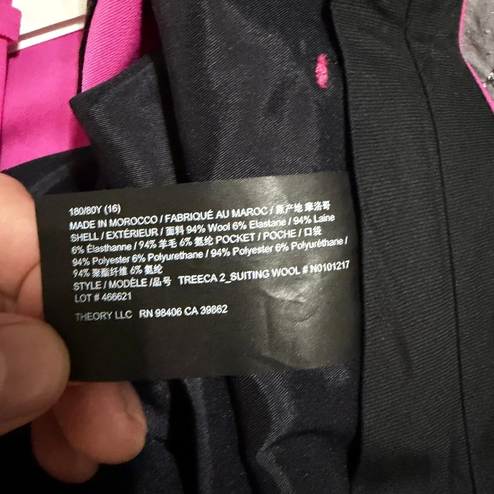 Theory Treeca 2 Pants Carnation Pink Suiting Wool Slim Leg Trouser Size 16 NWT